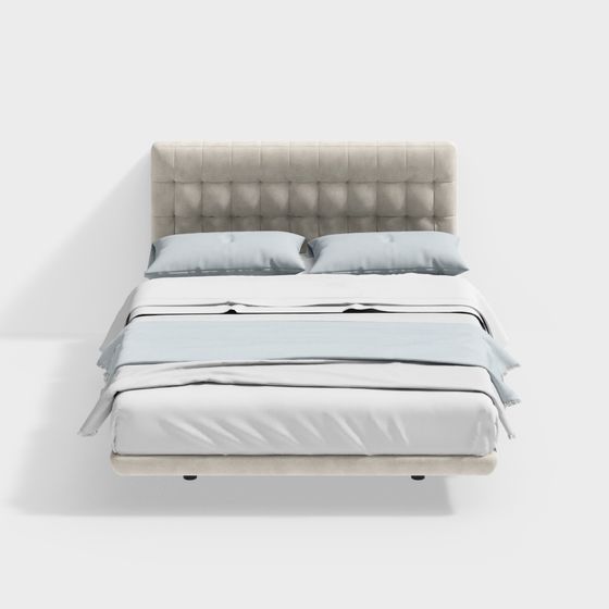 Stylish 3D Bed Model for Contemporary Interiors