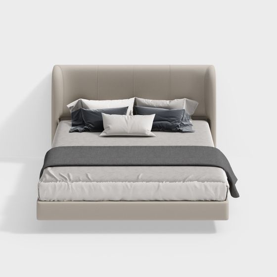 Stylish Low-Polygon 3D Bed Model for Contemporary Spaces