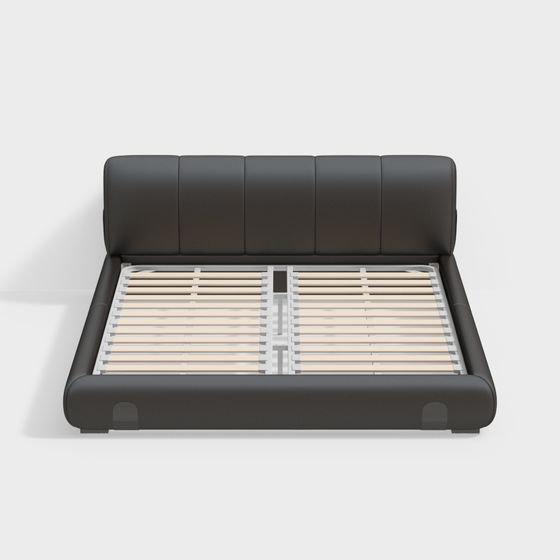 Modern 1.8m Double Bed 3D Model in Black Finish