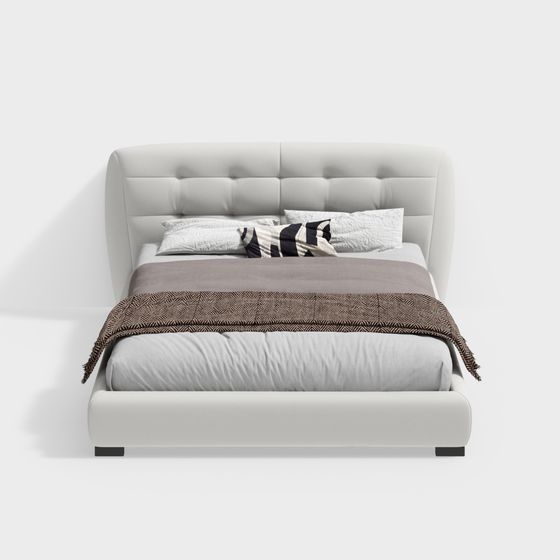 Elegant Low-Poly Bed 3D model for Modern Interiors