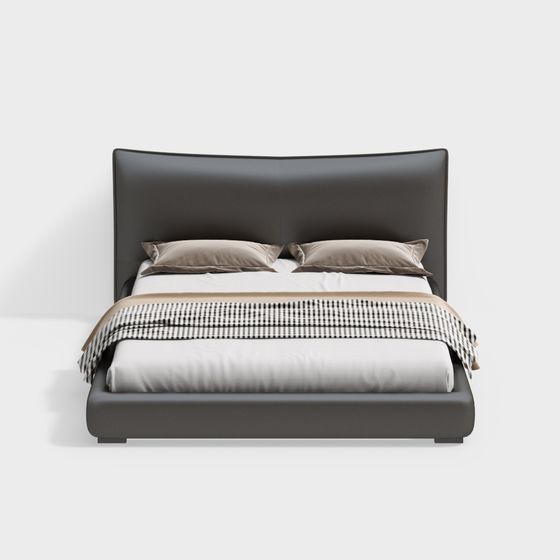 Elegant Low-Polygon 3D Bed Model for Modern Interiors