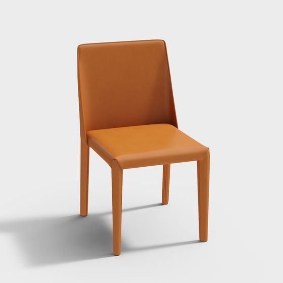 Orange Leather Dining Chair 3D Model