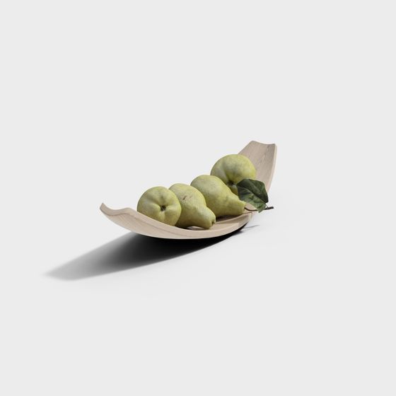 Wooden Fruit Bowl with Pears 3D model for Creative Projects