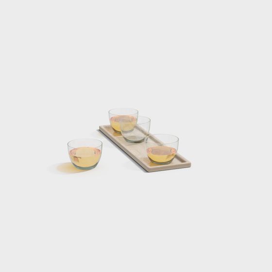 Elegant Wooden Cup Tray 3D model