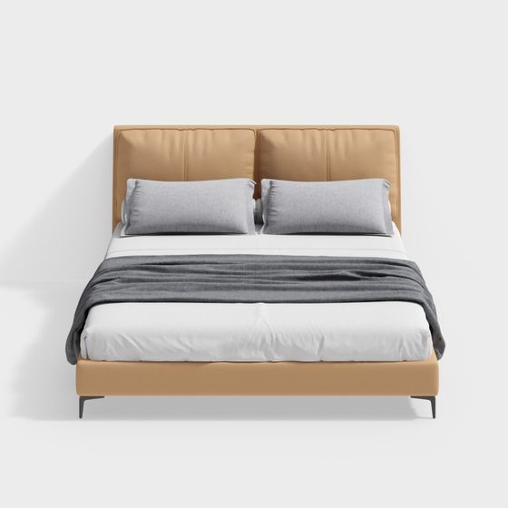 Lit double en cuir et métal 1,8m style minimaliste Bosheng-Senkailuo-BSJC713