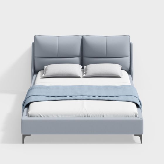 Elegant Minimalist Bed 3D model for Modern Interiors