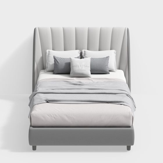 Elegant Low-Poly Bed 3D Model