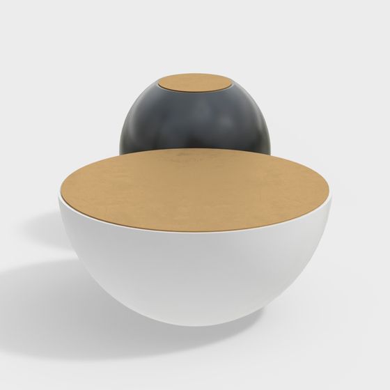 Minimalist Round Table and Sphere Decoration 3D model