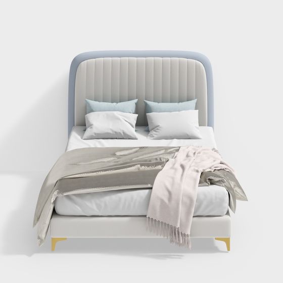 Chic Comfort 3D model Bed for Modern Interiors