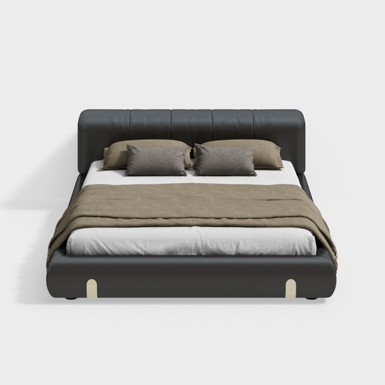 Stylish Minimalist Bed 3D model for Modern Homes