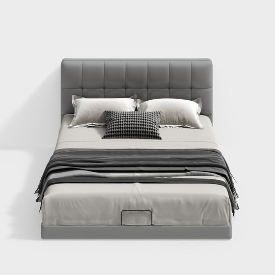 Elegant Minimalist Bed 3D model for Contemporary Spaces