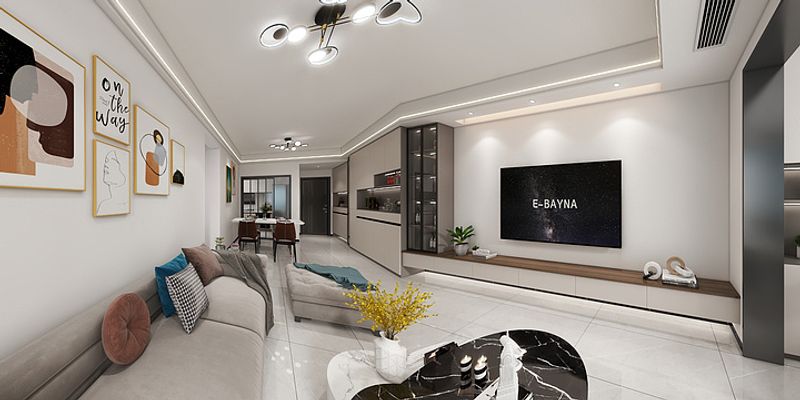 Modern Living Room Design with Built-In Cabinets