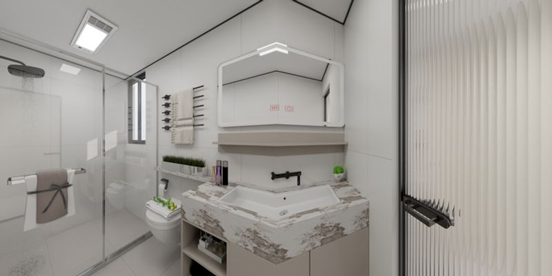 Modern Minimalist Bathroom with Black Accents