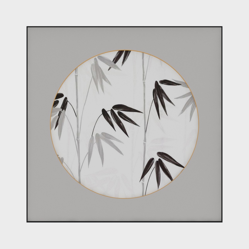Ink Bamboo Round Screen 3D Model – Elegant Eastern Design