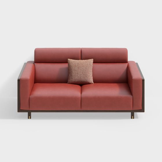 Stylish Low-Poly Red Sofa 3D model