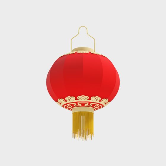 Festive Chinese Red Lantern 3D model for Decoration
