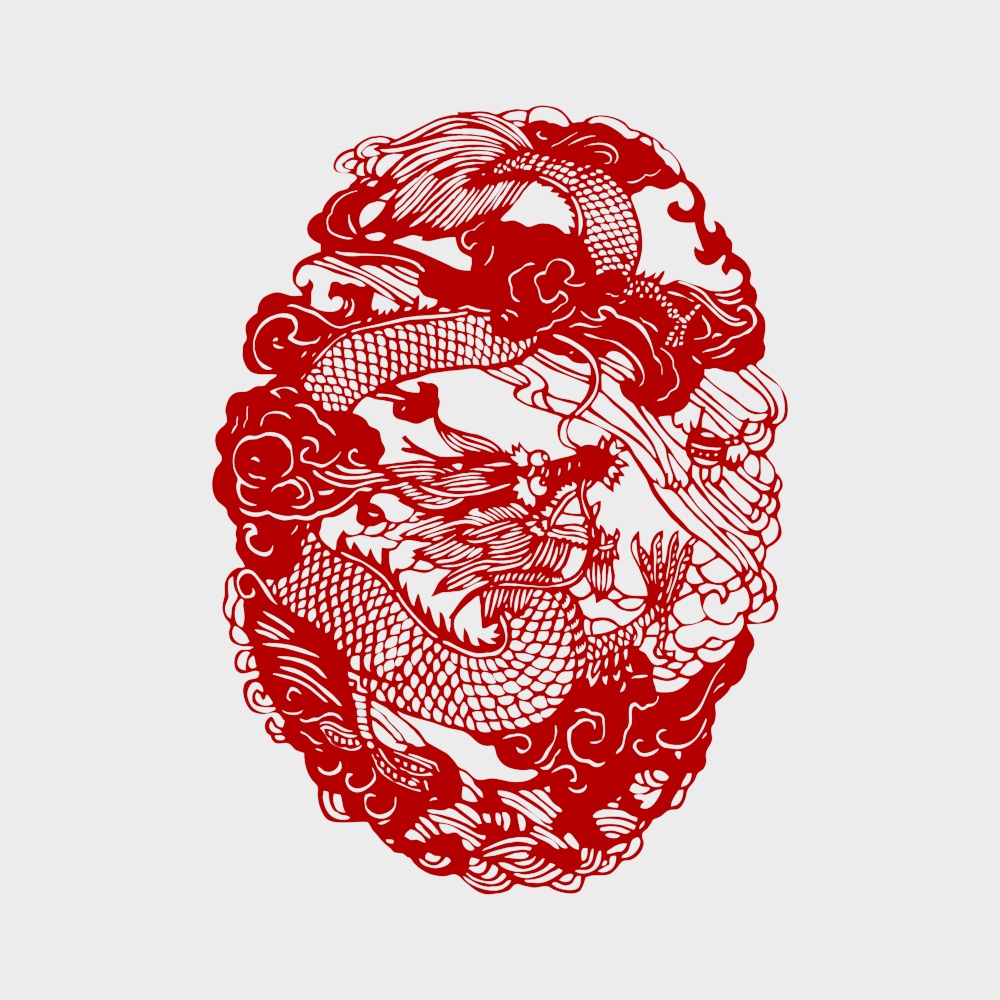 Dragon Year dragon Phoenix totem window flower