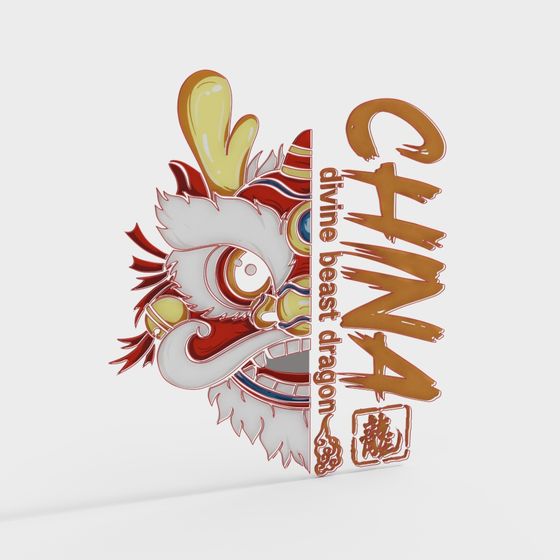 Vibrant Divine Beast Dragon 3D model