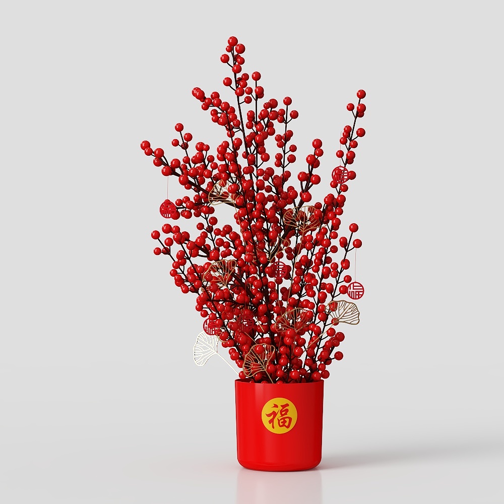 Trang trí sắp xếp hoa đỏ lễ hội năm mới