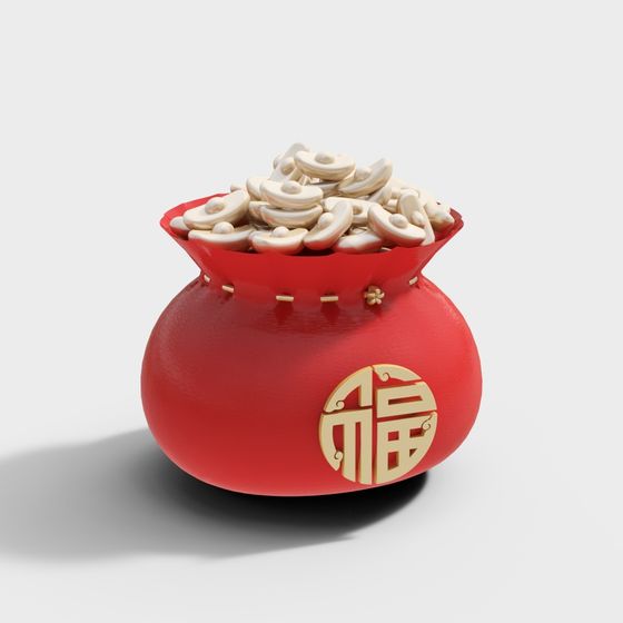Lucky Fortune Bag 3D model for Festive Designs