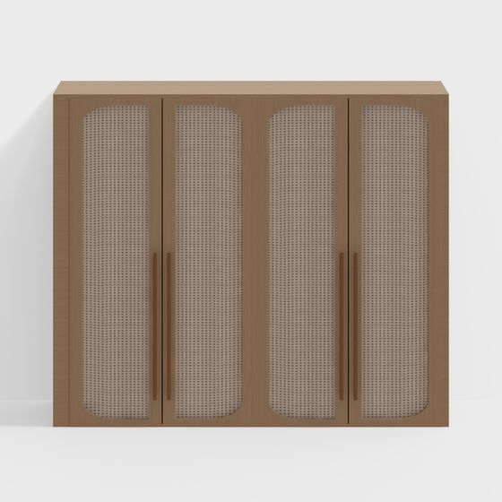 Stylish Wooden Wardrobe 3D model for Modern Interiors