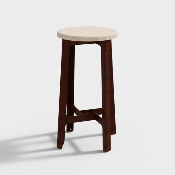 Elegant Low-Poly Bar Stool 3D Model