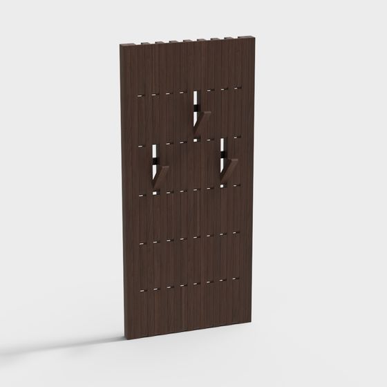 Elegant Low-Poly Wooden Door Panel 3D model