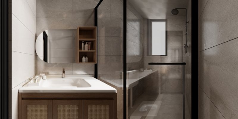 Modern Minimalist Bathroom with Gray Tones