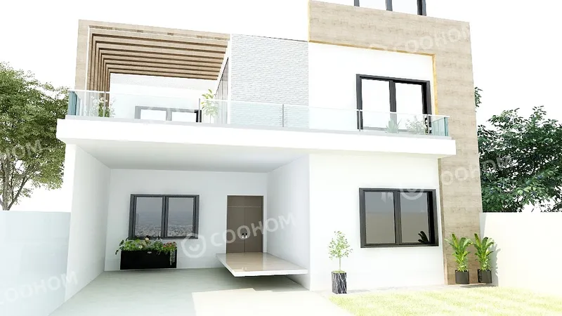 Modern Contemporary Home Façade with Clean Lines & Textural Contrast
