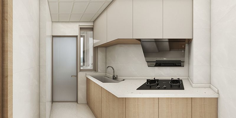 Modern Minimalist Kitchen with White and Wood Tones