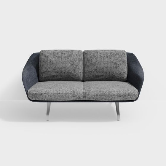 HMI_Striad_Ghế sofa lưng thấp 2 chỗ ngồi có tay vịn 4 chân