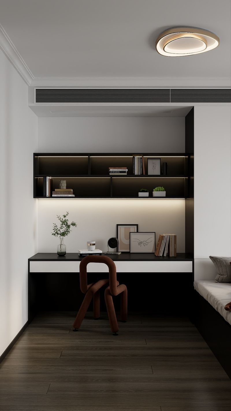 Modern Black & White Home Office with Study Vibes
