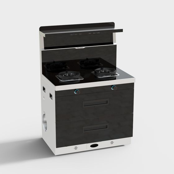 Stylish Low-Polygon Gas Stove 3D model