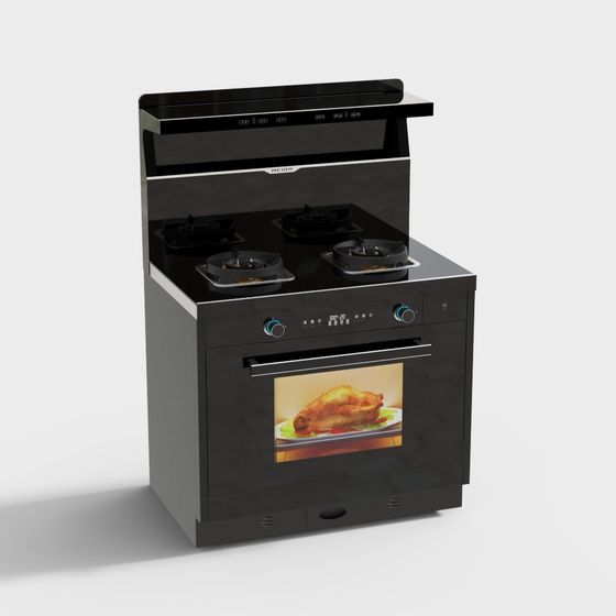Modern Black Kitchen Stove 3D model