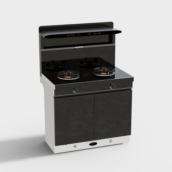 Elegant Low-Poly Kitchen Stove 3D model