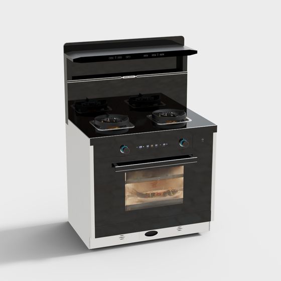 Integrated Stove 3D Model in Black Finish