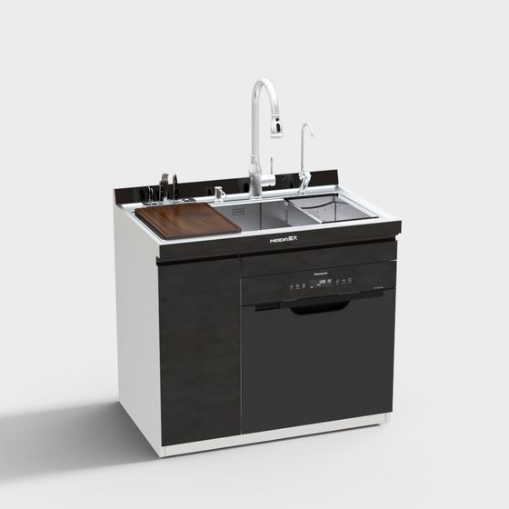 Stylish Kitchen Sink Cabinet 3D model