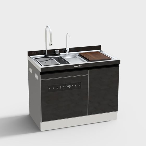 Stylish 3D Kitchen Sink Cabinet Model