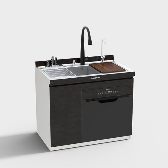 Stylish 3D Kitchen Sink Cabinet Model
