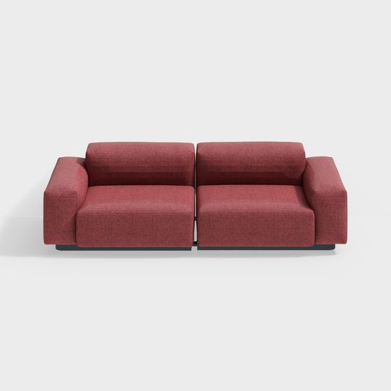 Stylish Low-Poly Red Sofa 3D model