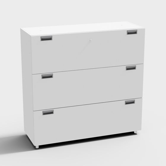 Minimalist White Storage Cabinet 3D model