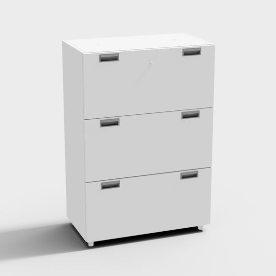 Minimalist White File Cabinet 3D model