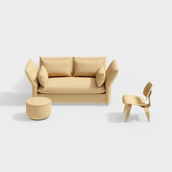 Modern Minimalist 3D Sofa Set Model
