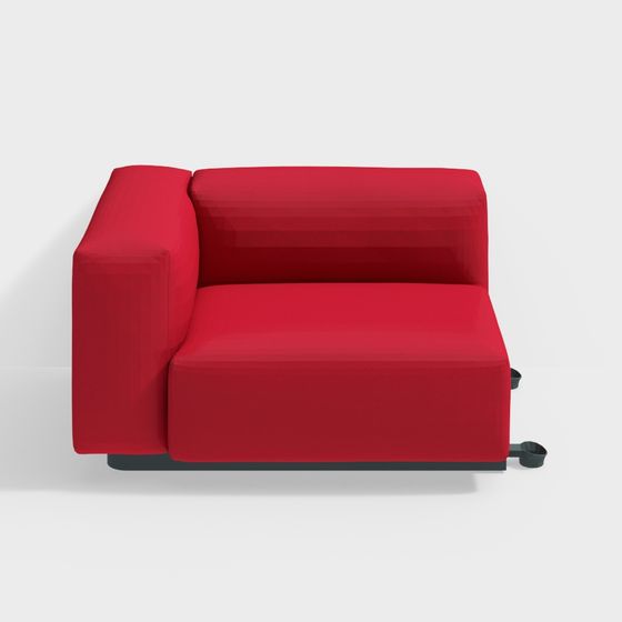 Stylish Red Low-Poly Sofa 3D model
