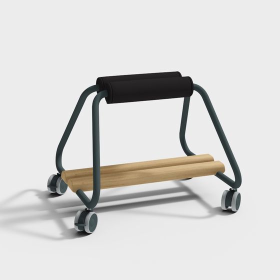 Stylish Mobile Wooden Rack 3D Model