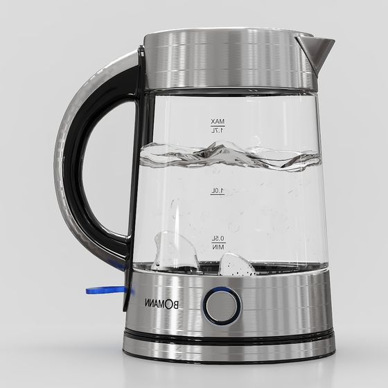 Hot Water Kettle 3D Model in Gray for Kitchen Use