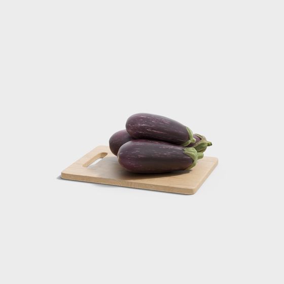 Eggplant on Cutting Board 3D model