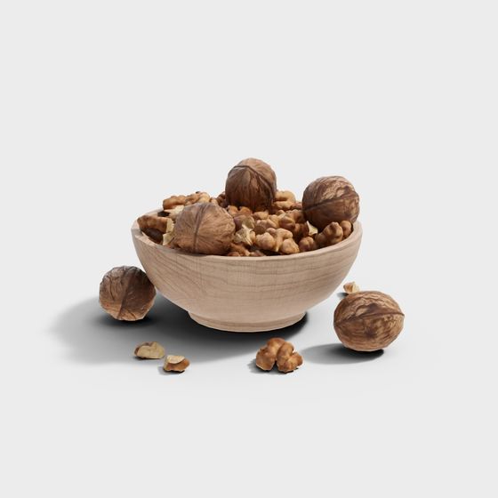 Walnut and Wooden Bowl 3D model