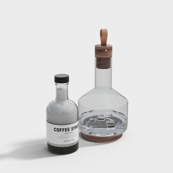 Stylish Coffee Syrup Bottles 3D model