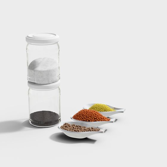 Low Polygon Kitchen Spice Set 3D model